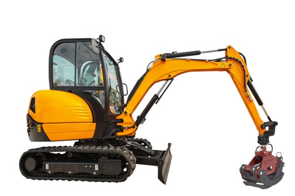 Small or mini excavator isolated with clipping path